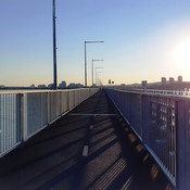 Coucher de soleil sur la Piste Cyclable estacade pont Champlain