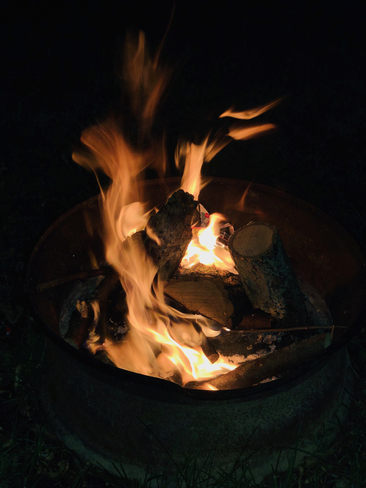 Having a bonfire Haldimand, Ontario, CA