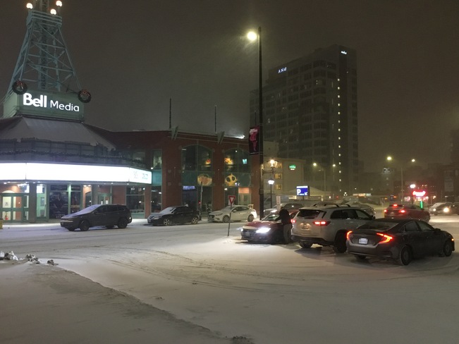 Snowing on the Byward Market Ottawa, ON