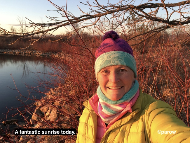 A fantastic sunrise and I have another hat. Colonel Samuel Smith Trail, Etobicoke, ON