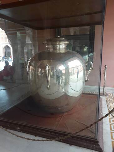 Largest Silver vessel on display at the Jaipur City palace City Palace, Pink City, Jaipur, Rajasthan, India