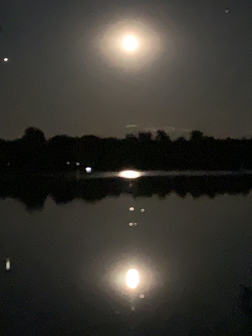Moon over Graham Lake McIntosh Mills, Ontario, CA