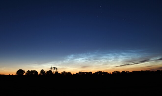 Noctilucent clouds Red Deer County, Alberta, Canada