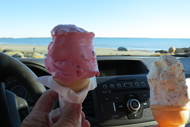 Enjoying our ice cream! Crescent Beach, NS