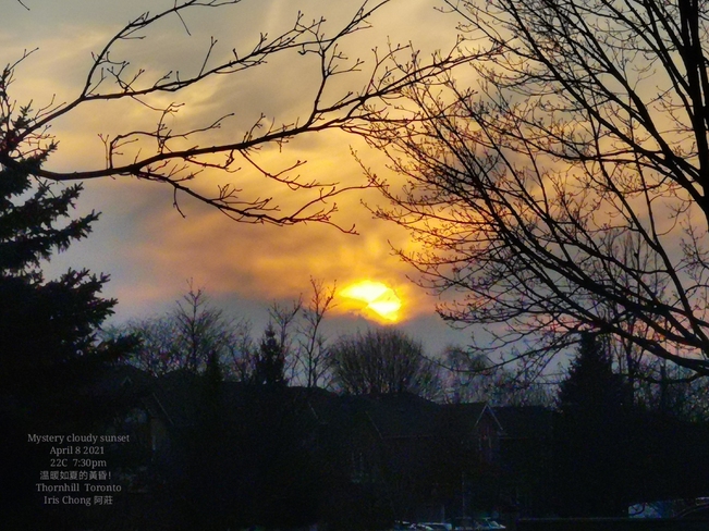 Summer feel - Mystery cloudy sunset 7:30pm 22C Thornhill - April 8 2021 Thornhill, ON