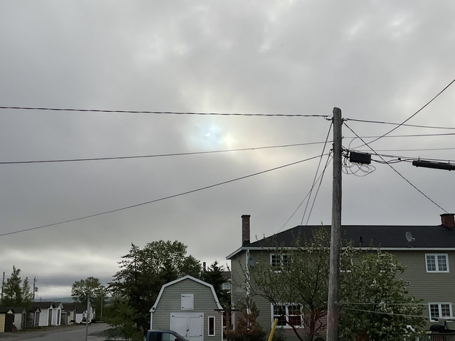 view of June 10, 2021 solar eclipse 7:07 am Buchans, NL
