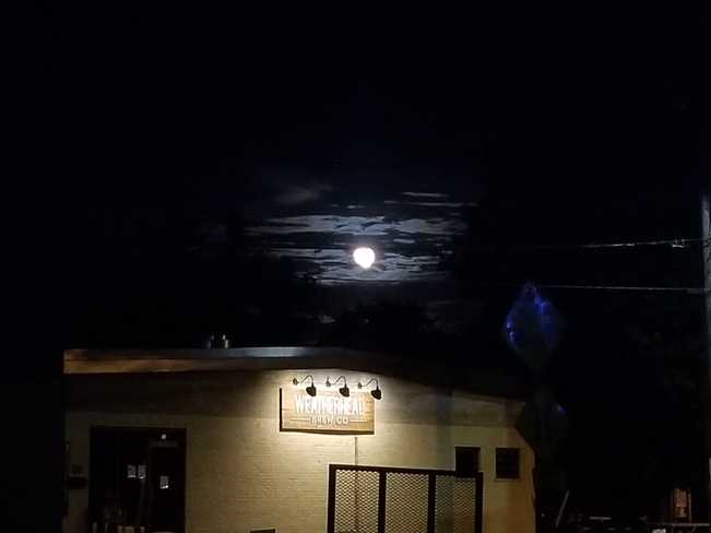 beautiful moon above WeatherHead Brew Co Perth, ON