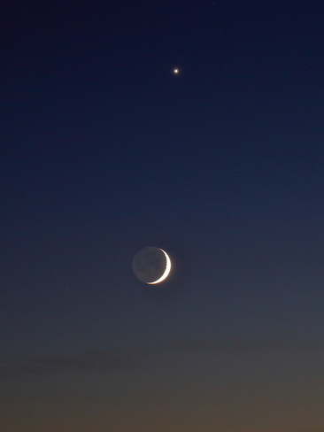 Waxing crescent moon and Venus Edmonton, AB