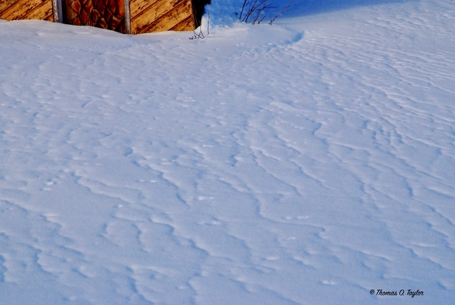 Rain Carved Rivulets On Icy Snow Leduc, AB