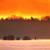 Ice fishing on the bay