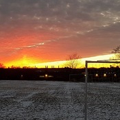 Sunset across the school yard