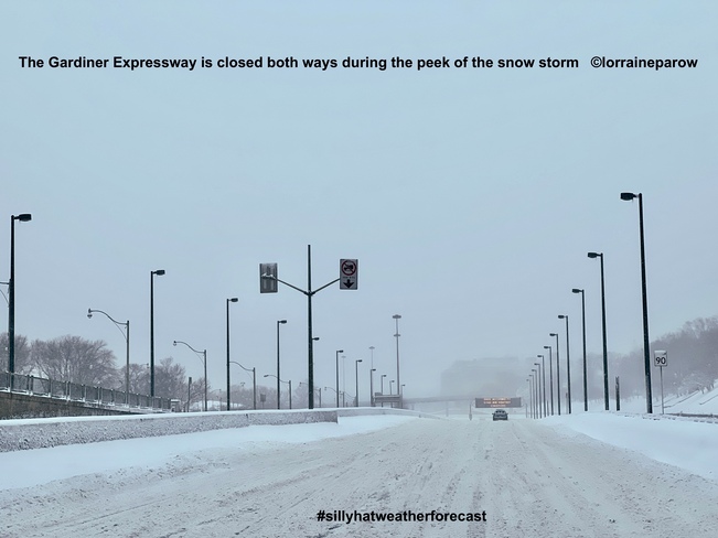 Gardiner expressway is CLOSED. #sillyhatweatherforecast Toronto, ON