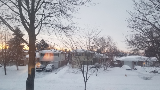 snow storm sunset Toronto, ON