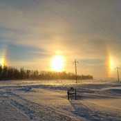 Sun dogs in the storm so excited they made rainbows this time