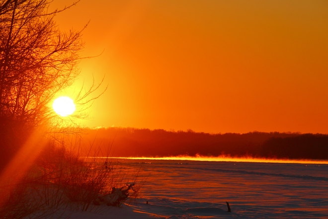 Fiery golden-orange sunset Ottawa, ON