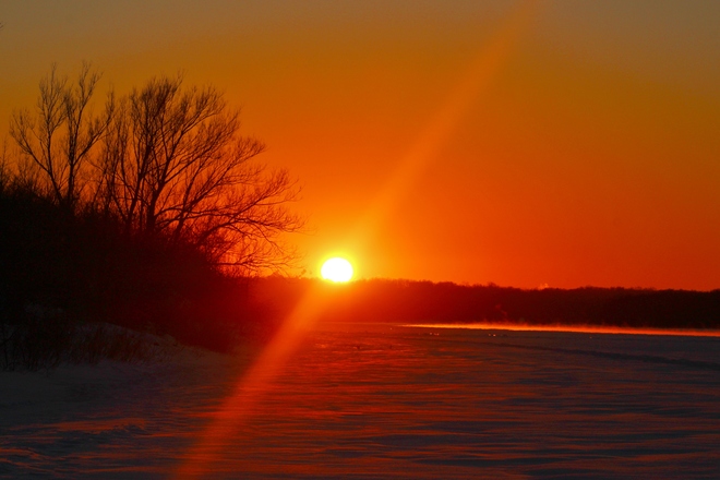 Fiery golden-orange sunset Ottawa, ON