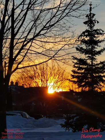 Jan 28 2022 -14C Friday sunset -windchill -23C - Extreme Cold warning Thornhill Thornhill, ON