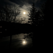 Beautiful moon lite over Oxbow Lake