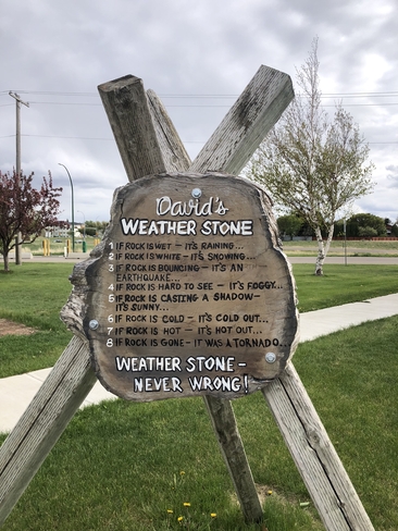 Weather Stone sign at the Tourist Centre in Medicine Hat! Medicine Hat, Alberta, CA