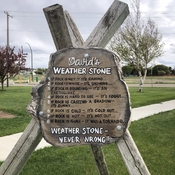 Weather Stone sign at the Tourist Centre in Medicine Hat!