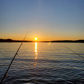 Enjoying the sunset on the lake
