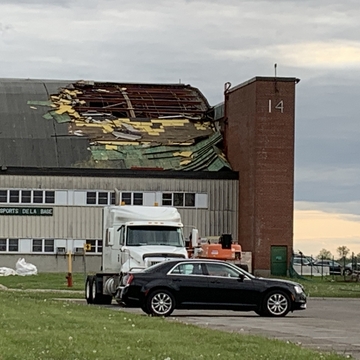 Damaged roof to DND Hanger at Ottawa Airport