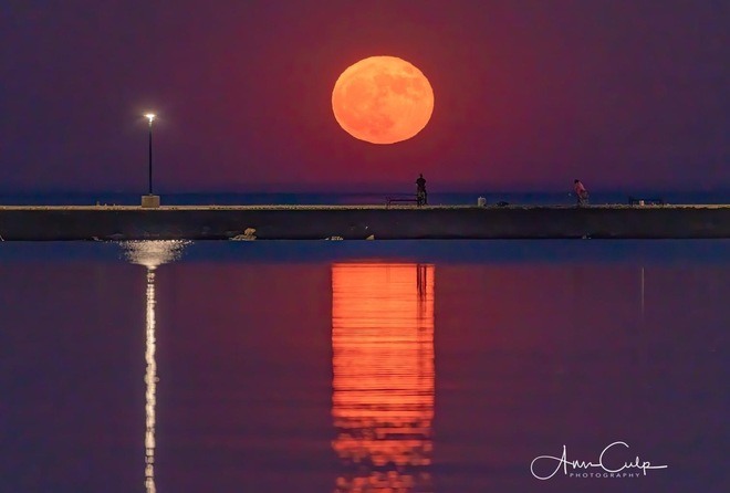 Strawberry Moon over Port Maitland Port Maitland, ON