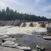 lots of water still coming over the black sturgeon dam