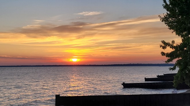 Beautiful sunset on lake Erie Point Pelee, ON