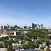 View of downtown Winnipeg from the rooftops of St. Boniface.