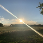 Prairie farm sunset