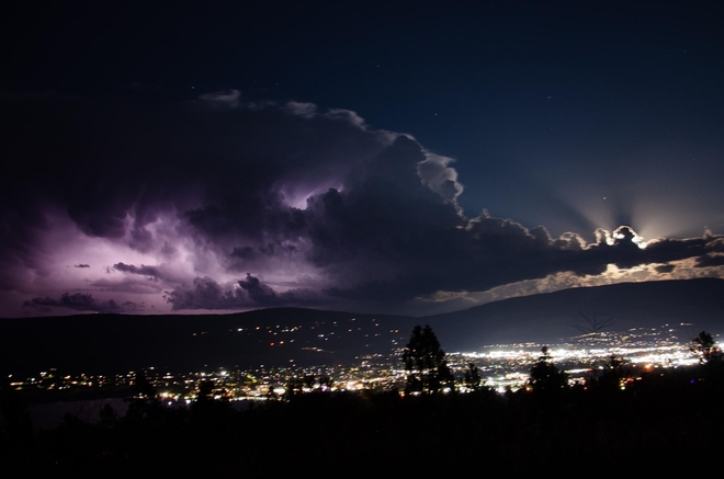 Lightning in the clouds Penticton, British Columbia, CA