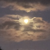 The moon peeking through the clouds