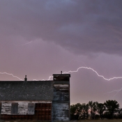 lightning by abandoned church