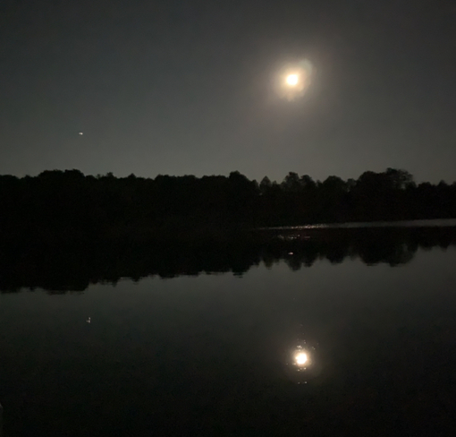 The moon and Venus Fanshawe Lake, Ontario, CA