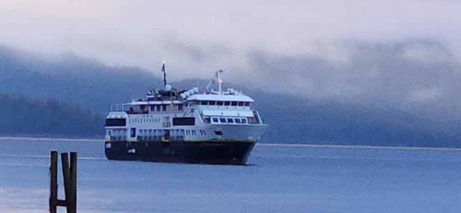 National Geographic Ship visiting the bay Hartley Bay, BC