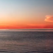 orange sunset over Lake Superior