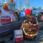 The Christmas decorations in the boats