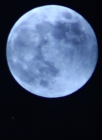 Moon with Mars (the tiny dot on bottom left) Etobicoke, Ontario, CA