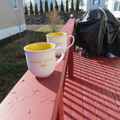 Coffee on the deck.