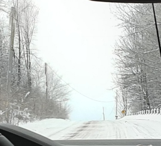 Snow on road Cobourg, ON