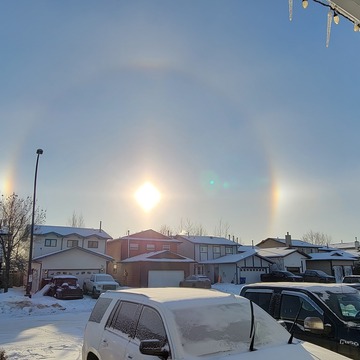 Sun dogs with halo