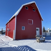 Big red barn, blue sky