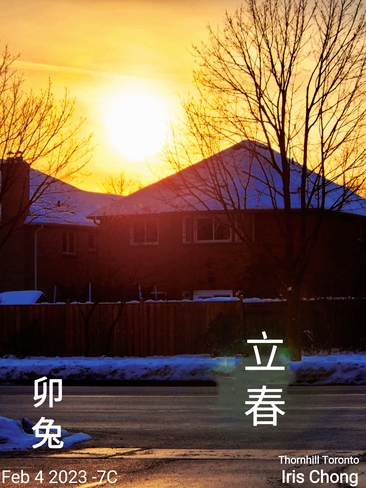 Feb 4 2023 -7C The First Sunset-First day of Spring in the Lunar year of Rabbit Thornhill, ON