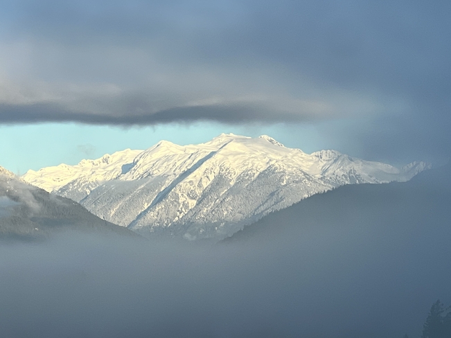 Cloudburst Mountain behind the morning clouds Squamish, British Columbia, CA