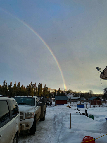 Rainbow over a farm Dawson Creek, British Columbia, CA