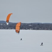 Tandem kite boarders on the Ottawa River