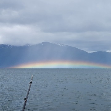 Rainbow down on the water