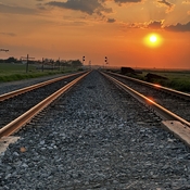 Prairie railway sunset