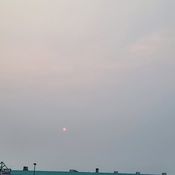 sunset on hazy day